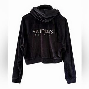 Victoria's Secret Velour zip hoodie Crop Dolman Soft Relaxed Size Medium